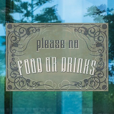 CGSignLab | בבקשה לא אוכל או שתייה -חלון גותי ויקטוריאני נצמד | 30 x20